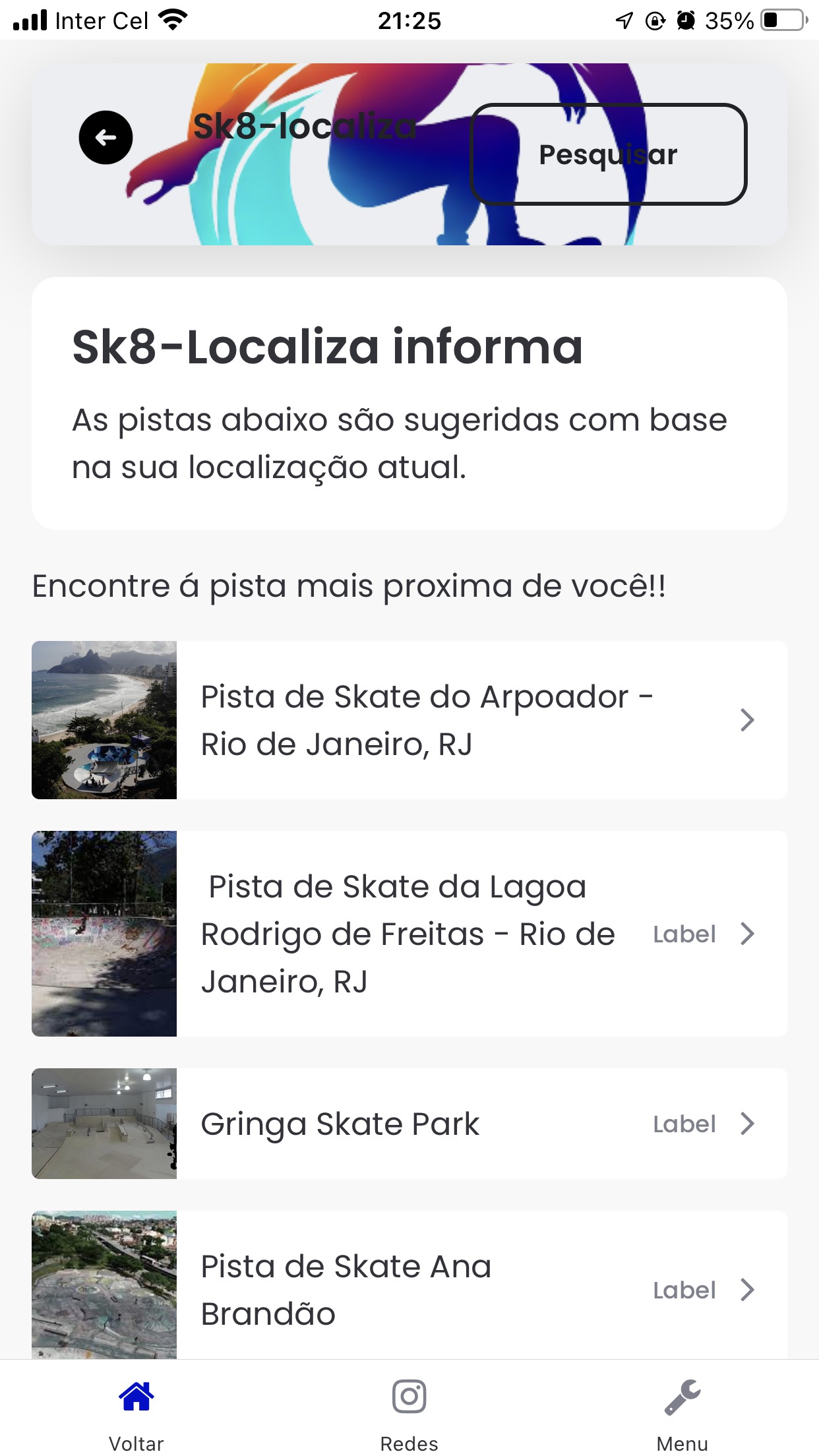 Página de Pistas